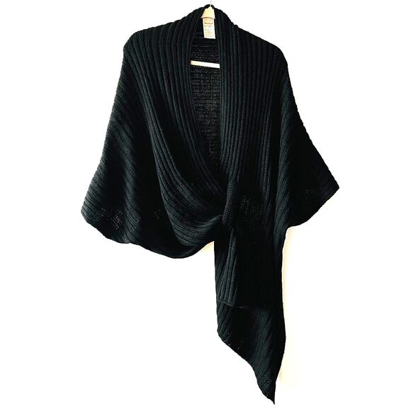 Chico's women's black shawl two way with knit loop size L/XL - Picture 1 of 8